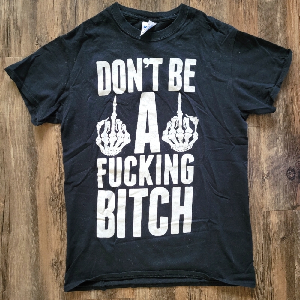 Graphic Short Sleeve Tee — Black with White Text
